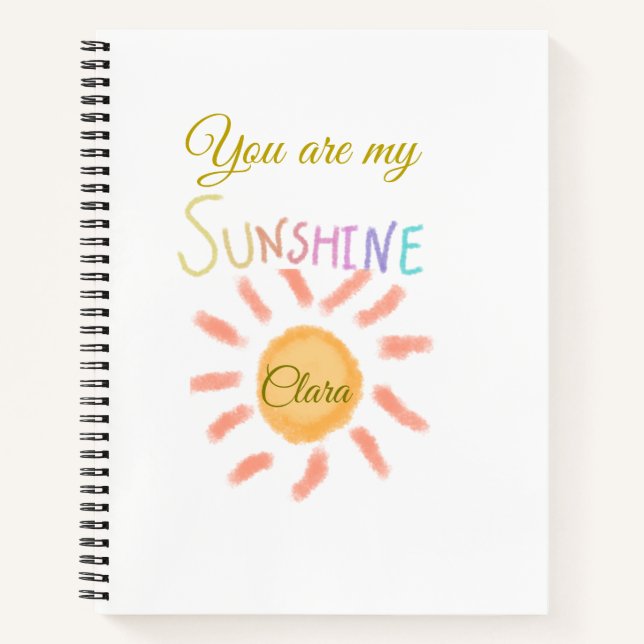 Cuaderno eres mi sol amarillo naranja rayos de sol agregar  (Anverso)