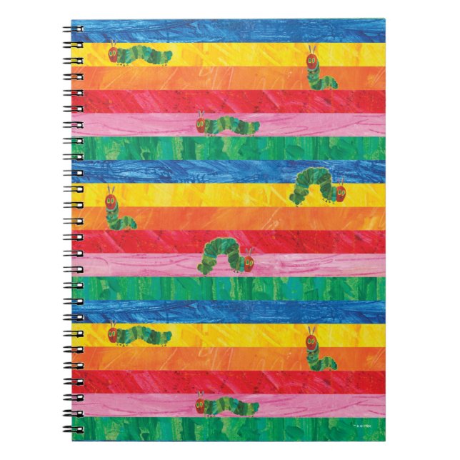 Cuaderno Eric Carle | Patrón de rayas arcoiris de la oruga  (Frente)