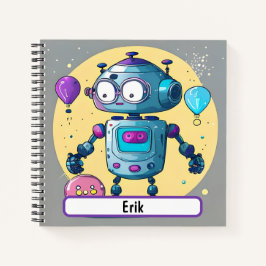 Cuaderno Erik el robot brillante con bloc de notas de nombr