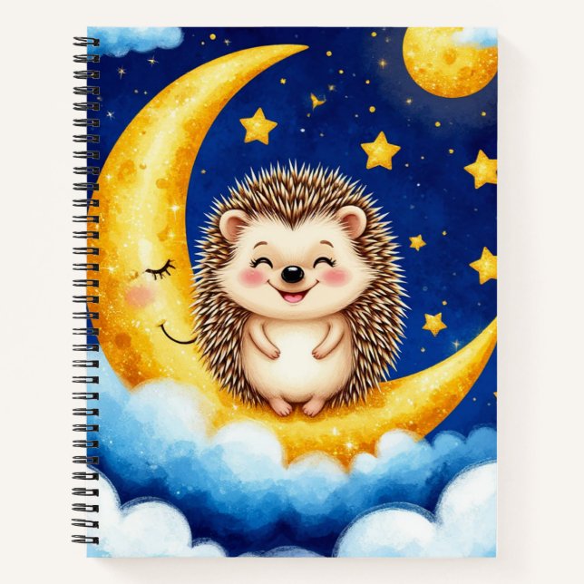 Cuaderno Erizo Adorable Luna Creciente Dorada (Anverso)