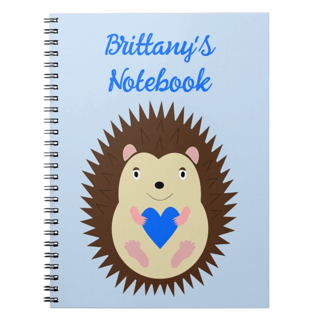 Cuaderno Erizo Corazón Azul Niño Personalizado (Frente)