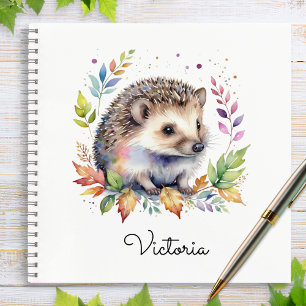Cuaderno Erizo de Acuarela Animal del Bosque Personalizado