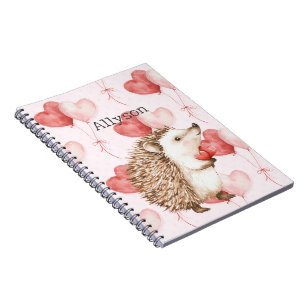 Cuaderno Erizo de globos de corazones rojos rosados