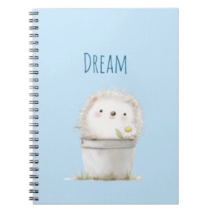 Cuaderno Erizo de jardín azul con flor de margarita 