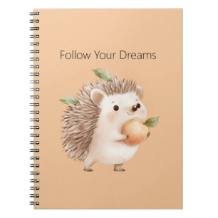 Cuaderno Erizo de melocotón hojas verdes sueños