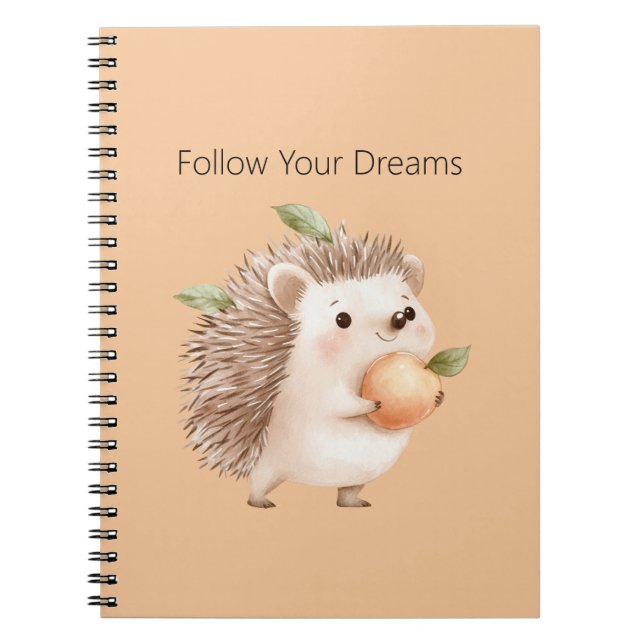 Cuaderno Erizo de melocotón hojas verdes sueños (Frente)