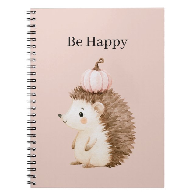 Cuaderno Erizo Feliz Calabaza Rosa (Frente)