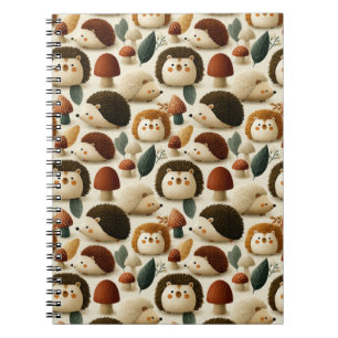 Cuaderno Erizo y Patrón de Hongos del Bosque Encantador
