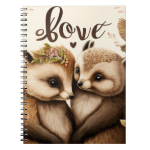 Cuaderno erizos en poster de amor
