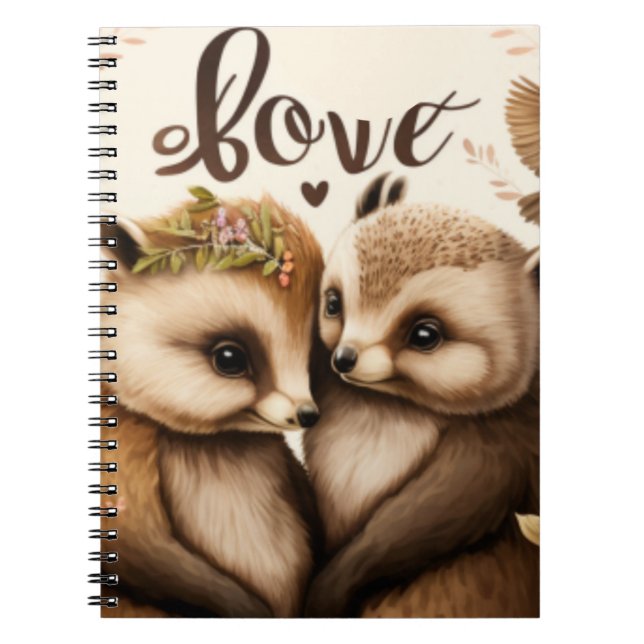 Cuaderno erizos en poster de amor (Frente)