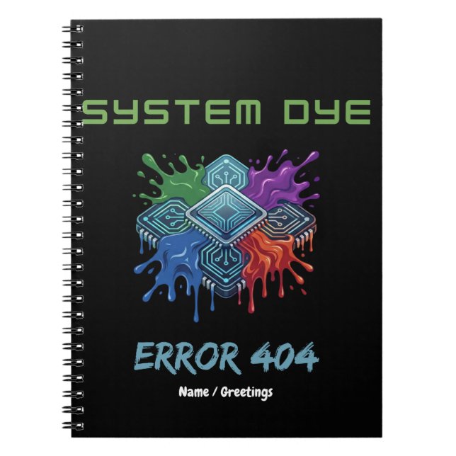 Cuaderno Error de tinte del sistema 404 Fallo técnico Gráfi (Frente)
