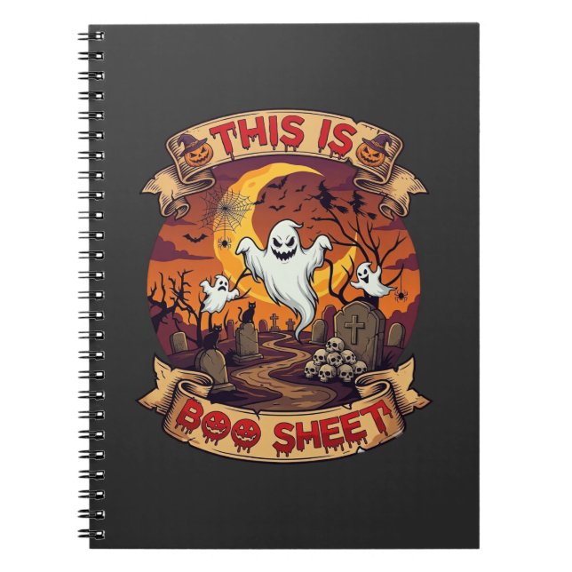 Cuaderno Es Boo Sheet Halloween Fantasma Cementerio Calabaz (Frente)