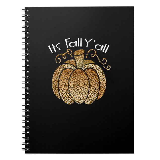 Cuaderno Es Fall Y'all Leopard Print Pumpkin Rustic Happy (Frente)