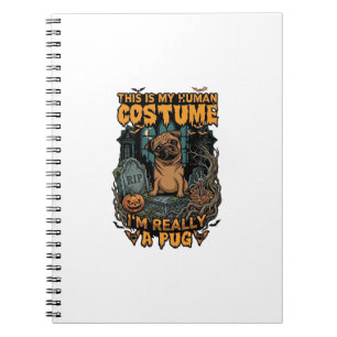 Cuaderno Es Lápida de Halloween Pug de Disfraz Humano Calab