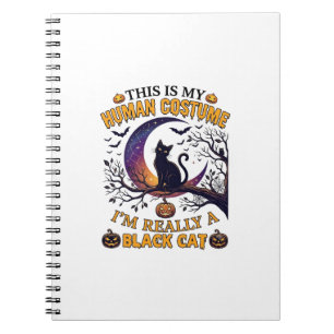 Cuaderno Es traje humano gato negro Halloween Luna_1