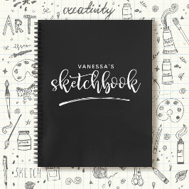 Cuaderno Esbozo blanco negro elegante personalizado