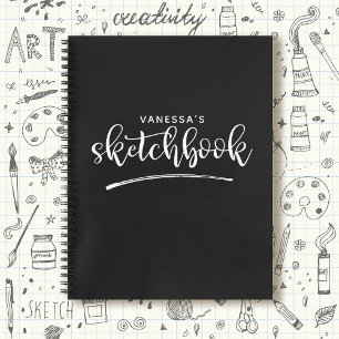 Cuaderno Esbozo blanco negro elegante personalizado