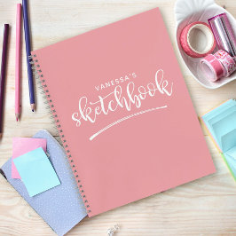 Cuaderno Esbozo blanco rosa elegante personalizado