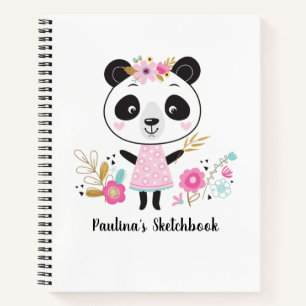 Cuaderno Esbozo blanco rosado de artista personalizado