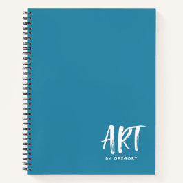 Cuaderno Esbozo de arte azul moderno con nombre