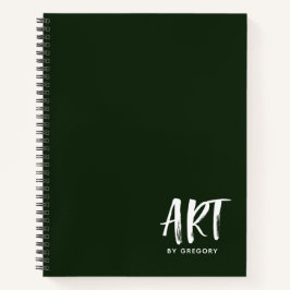 Cuaderno Esbozo de artista verde moderno con bloc de notas 