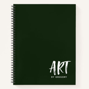 Cuaderno Esbozo de artista verde moderno con bloc de notas 