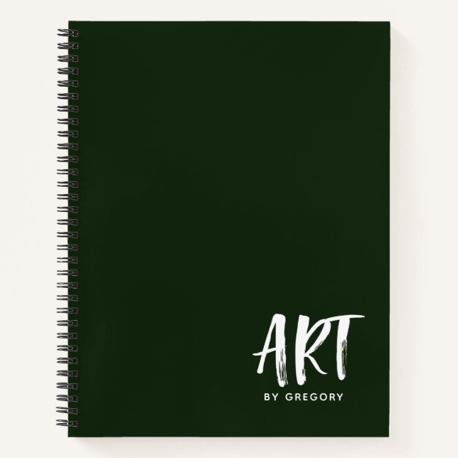 Cuaderno Esbozo de artista verde moderno con bloc de notas  (Anverso)
