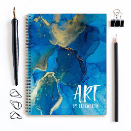 Cuaderno Esbozo de color azul elegante personalizado