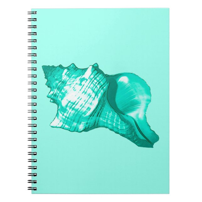 Cuaderno Esbozo de concha de concha - turquesa, blanca y ac (Frente)