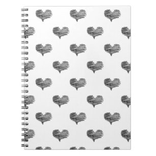 Cuaderno Esbozo de corazón negro El día de San Valentín de 