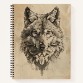 Cuaderno Esbozo de cosecha de vintage Wolf