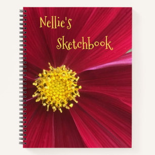 Cuaderno Esbozo de Cosmos Rojos