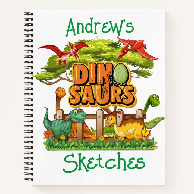 Cuaderno Esbozo de Dinosaurios para Niños (Anverso)