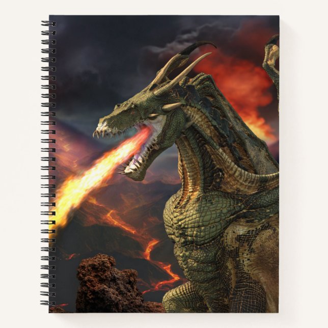 Cuaderno Esbozo de fantasía mágico para el dragón de fuego (Anverso)