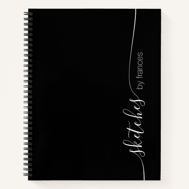 Cuaderno Esbozo de guión elegante en blanco y negro persona (Anverso)