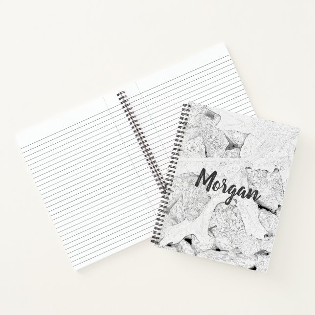 Cuaderno Esbozo de hojas negro y blanco (Interior)