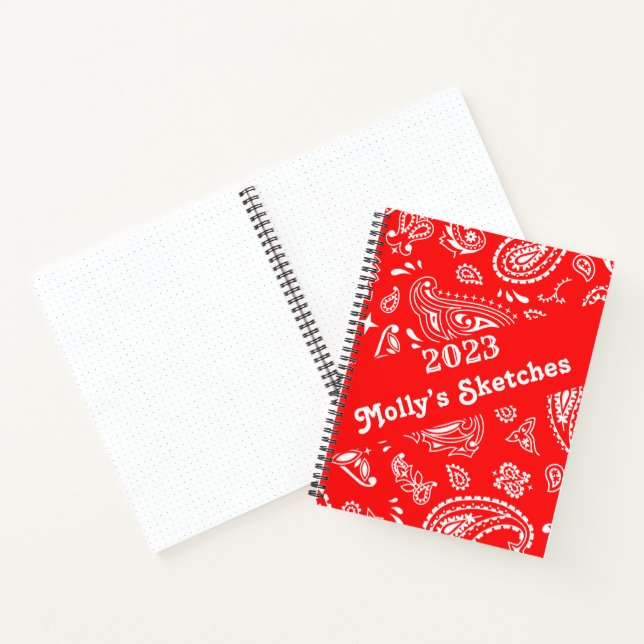 Cuaderno Esbozo de impresión de mandala roja personalizada (Interior)
