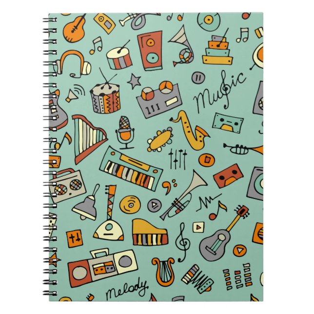 Cuaderno Esbozo de instrumentos musicales, patrón ininterru (Frente)