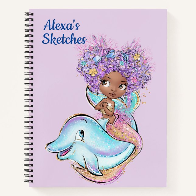 Cuaderno Esbozo de la sirena Personalizado infantil (Anverso)