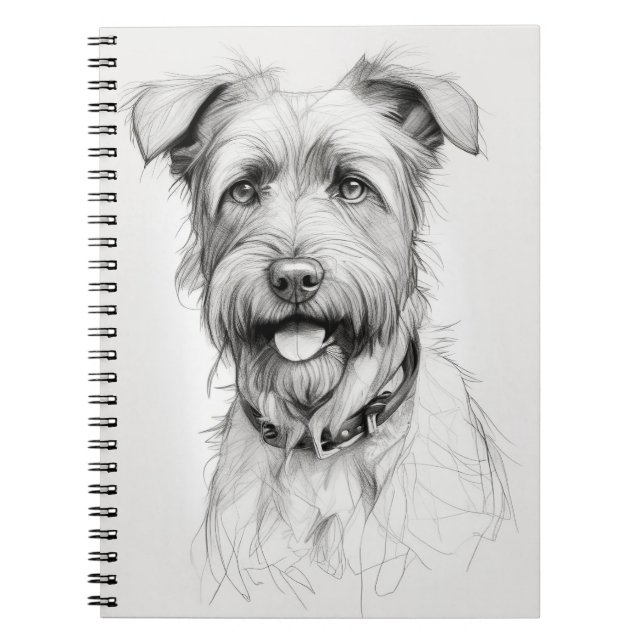 Cuaderno Esbozo de lápiz de retrato de Schnauzer (Frente)