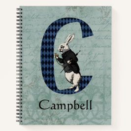 Cuaderno Esbozo de letra C de conejo blanco de Wonderland