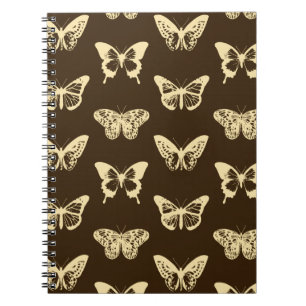Cuaderno Esbozo de mariposa, beige en marrón chocolate