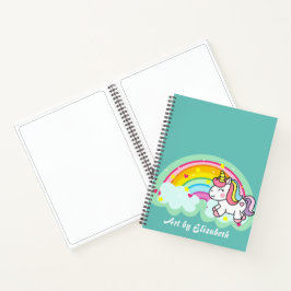 Cuaderno Esbozo de nombre de arcoiris de unicornio de color