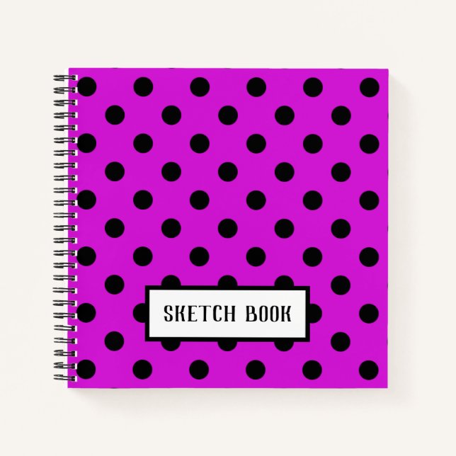 Cuaderno Esbozo de puntos de polka grandes rosados (Anverso)