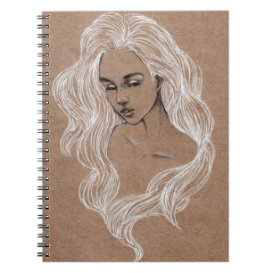 Cuaderno Esbozo de retrato: Ilustracion joven Chica