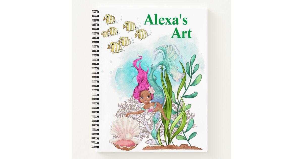 Cuaderno de espiral personalizado con escena del océano de sirena, cuaderno  personalizado para niños, adolescentes, niñas, mujeres, regalos para niños