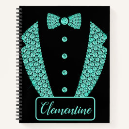 Cuaderno Esbozo de Tuxedo, Purpurina negro Verde azulado pe