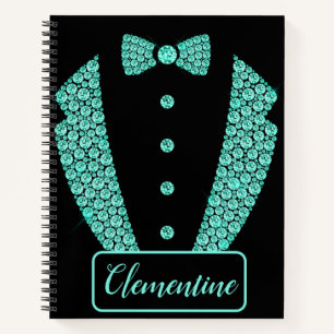 Cuaderno Esbozo de Tuxedo, Purpurina negro Verde azulado pe