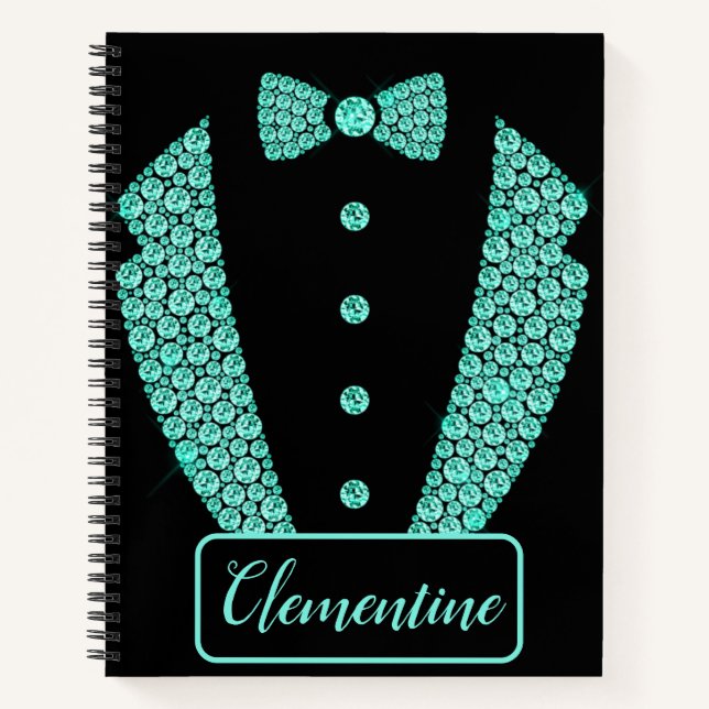 Cuaderno Esbozo de Tuxedo, Purpurina negro Verde azulado pe (Anverso)