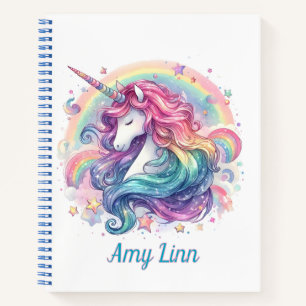 Cuaderno Esbozo de unicornio arcoiris personalizado